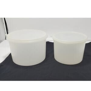 VTG Tupperware Rare Nesting Canisters 265, 266 W/Lids, & 1 Handle 433 Set of 2
